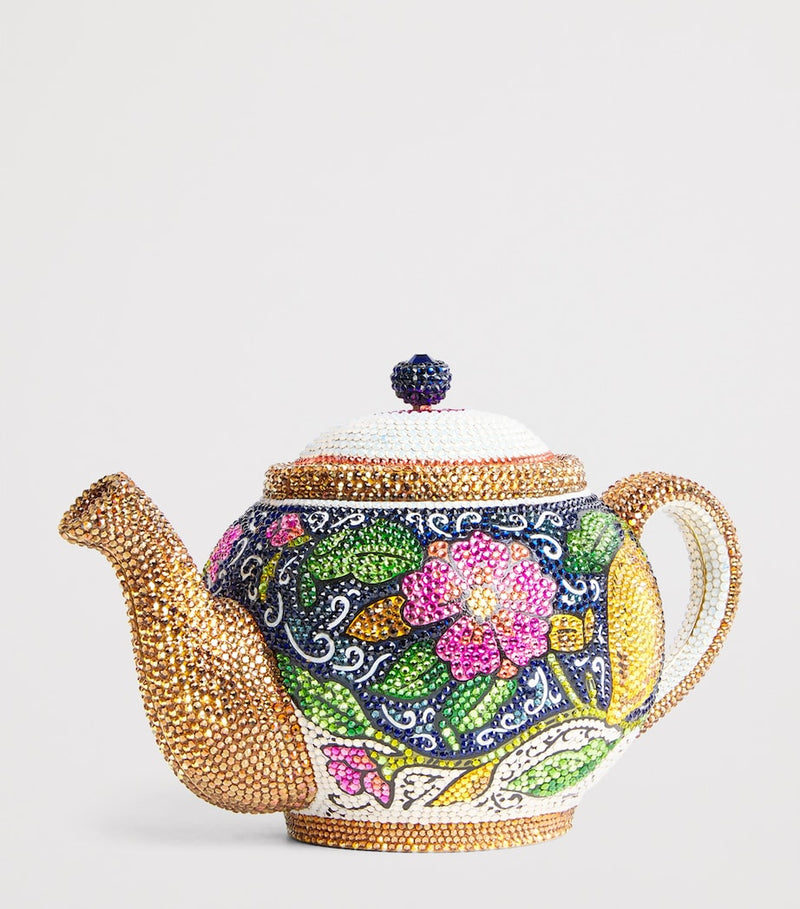 Judith Leiber teapot clutch bag embellished with crystals, imported from the UK