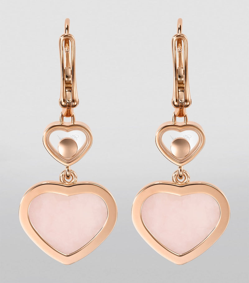 Chopard Happy Hearts earrings in rose gold opal and diamond, imported from the UK