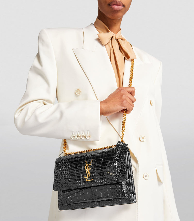 Saint Laurent croc-embossed shoulder bag medium Sunset - British product