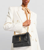 Saint Laurent croc-embossed shoulder bag medium Sunset - British product