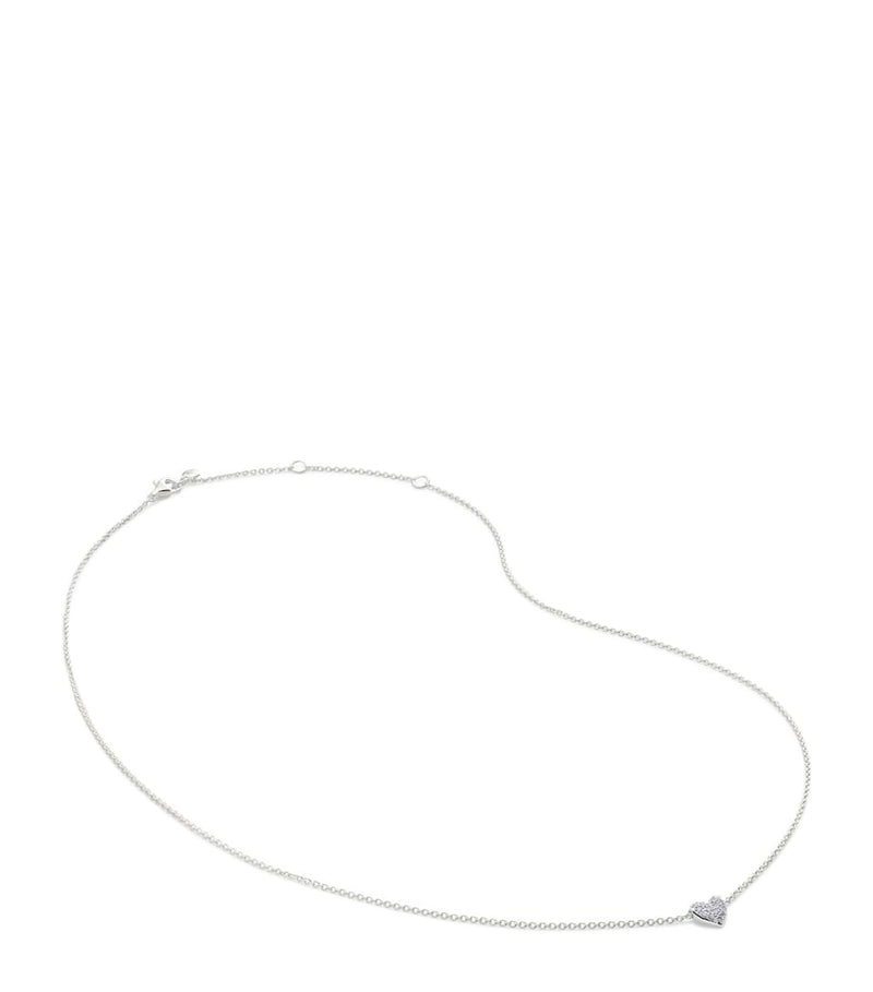 Monica Vinader sterling silver heart necklace with diamonds, imported from the UK