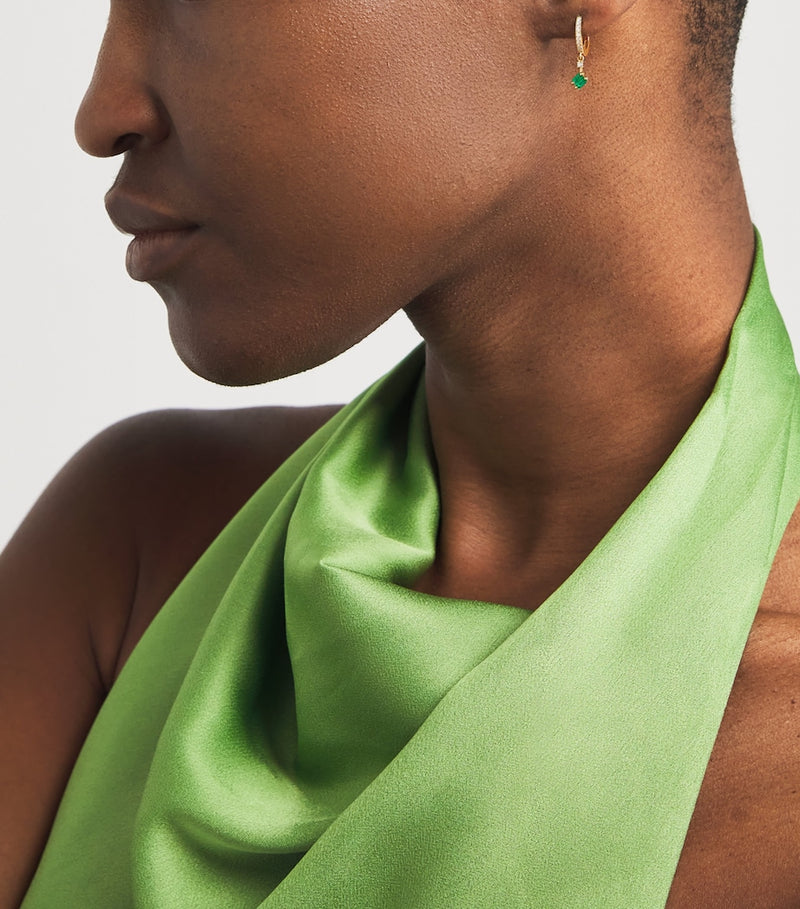 Suzanne Kalan yellow gold diamond emerald drop earrings, UK version