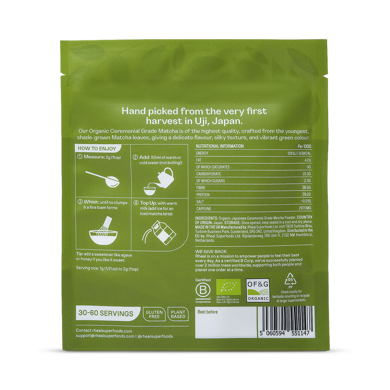 Rheal ceremonial grade matcha powder 60g (British brand)