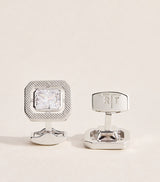 Harrods Tateossian Rhodium-Plated and Cubic Zirconia Halo Rectangle Cufflinks- Buy online at McGrocer