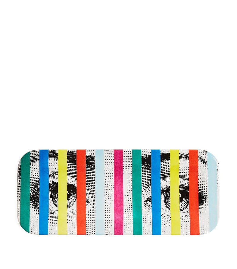 Fornasetti Striped Face Rectangular wooden tray 25cm x 60cm - British product