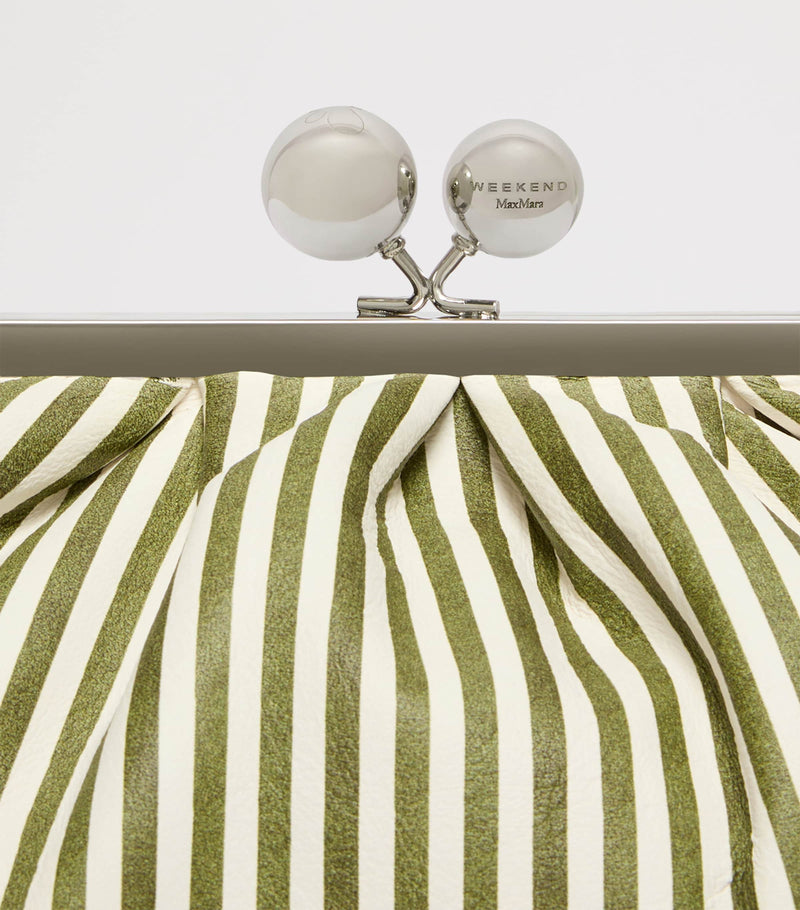 Weekend Max Mara striped leather clutch bag medium, imported from the UK