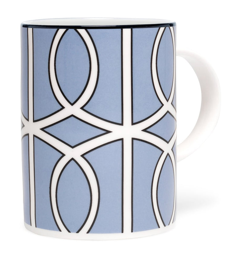 Fine Bone China Mug with Pastel Geometric Print