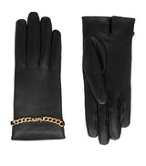 Harrods Saint Laurent Leather Cashmere-Lined Chain-Detail Gloves- Buy online at McGrocer