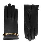 Saint Laurent cashmere-lined leather gloves with chain detail (British brand)