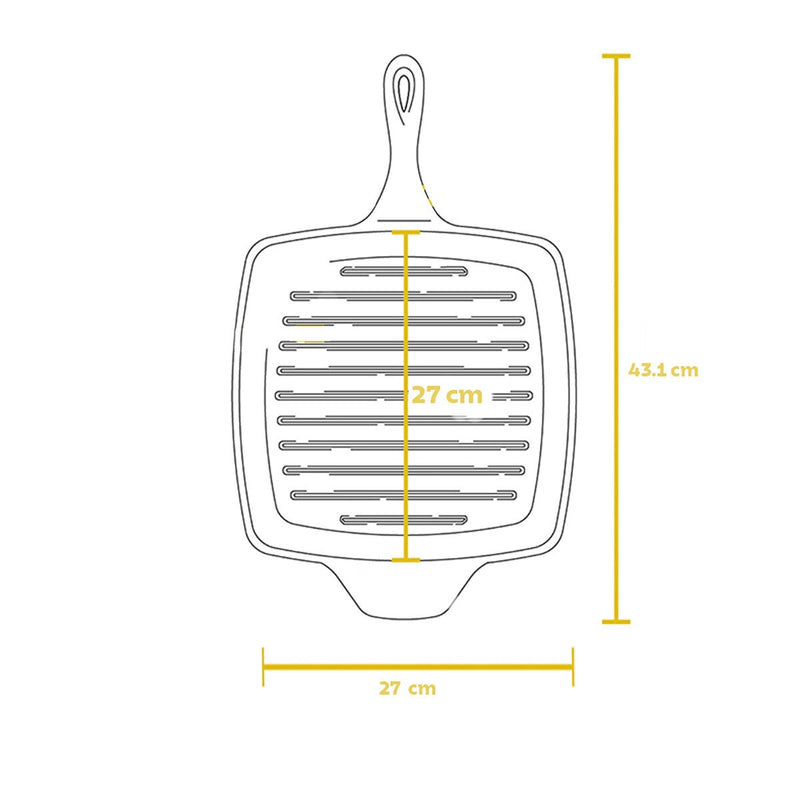 Tramontina Cast Iron Square Griddle Pan 27cm (British brand)