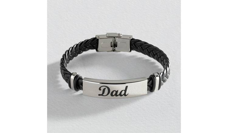 Revere black leather dad bracelet, UK version