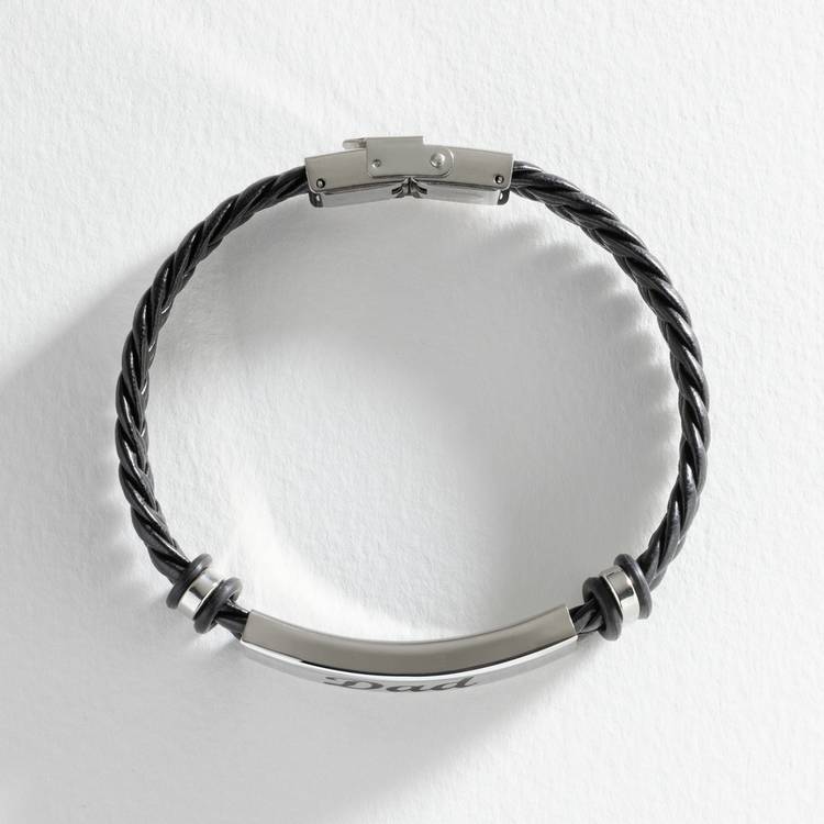 Revere black leather dad bracelet, UK version