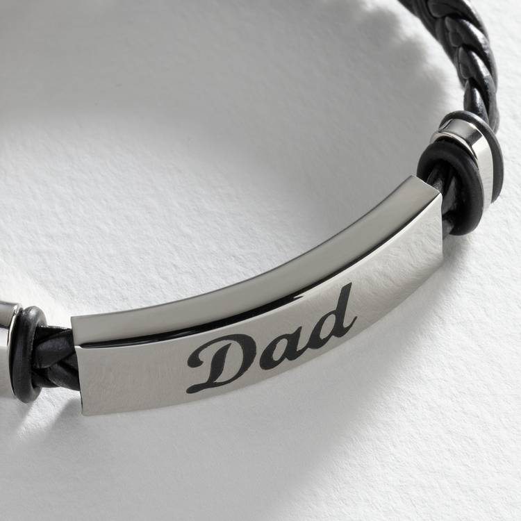 Revere black leather dad bracelet, UK version