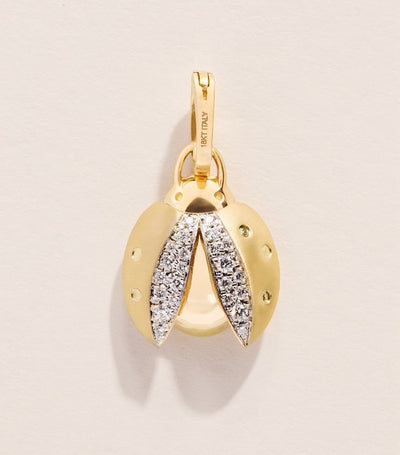 Harrods Jade Trau Yellow Gold and Diamond Mini Ladybug Charm- Buy online at McGrocer