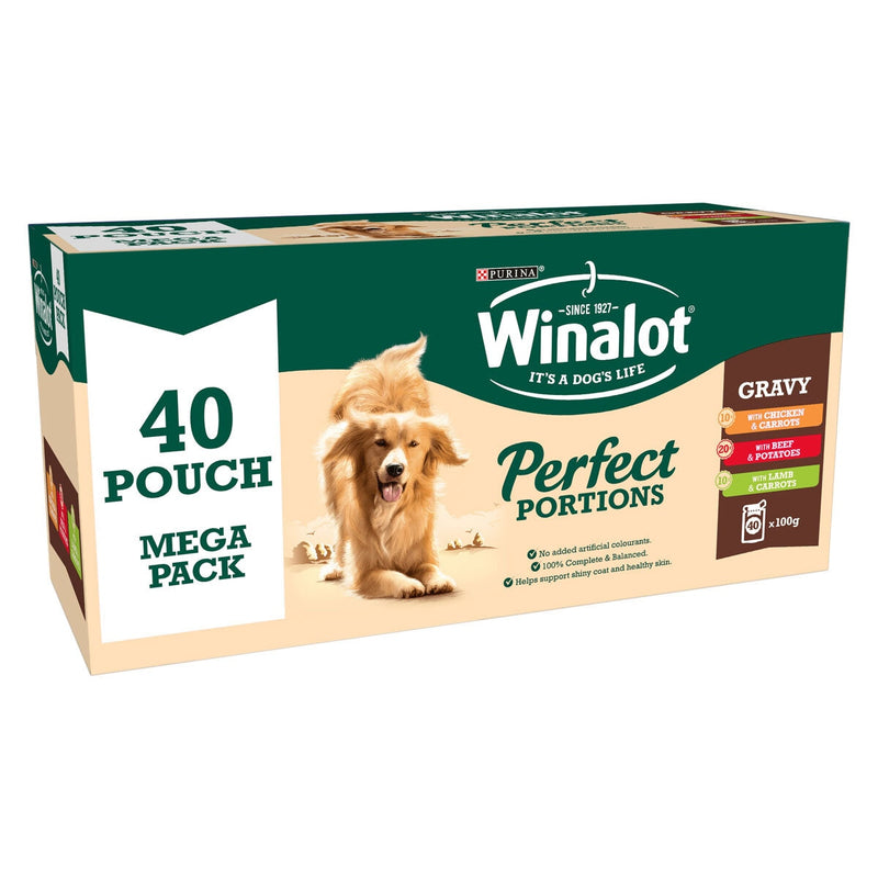 Winalot Perfect Portions mixed variety dog food in gravy 40 x 100g (British brand)