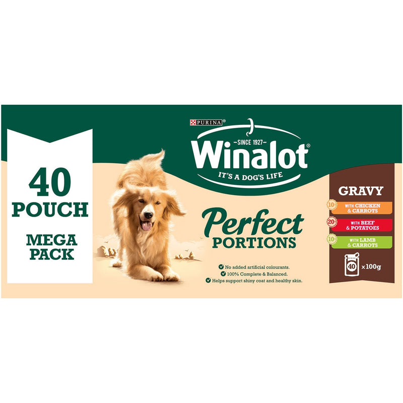 Winalot Perfect Portions mixed variety dog food in gravy 40 x 100g (British brand)