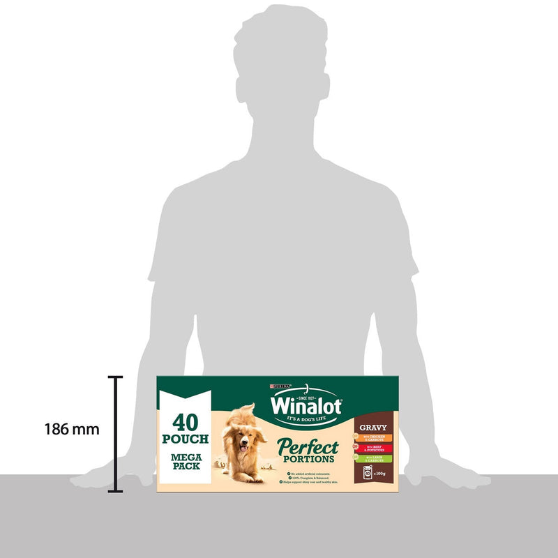 Winalot Perfect Portions mixed variety dog food in gravy 40 x 100g (British brand)