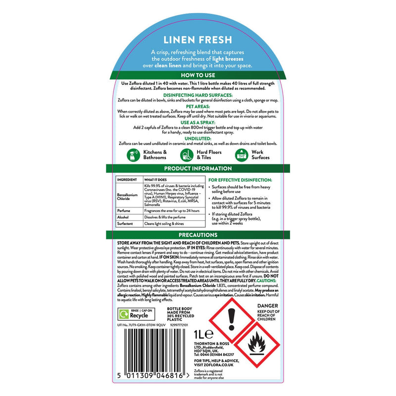 Zoflora concentrated disinfectant with peony blush fragrance 2 x 1 litre (British brand)