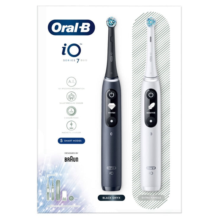 Oral B iO7 Doppelpack Weiße und schwarze Zahnbürsten