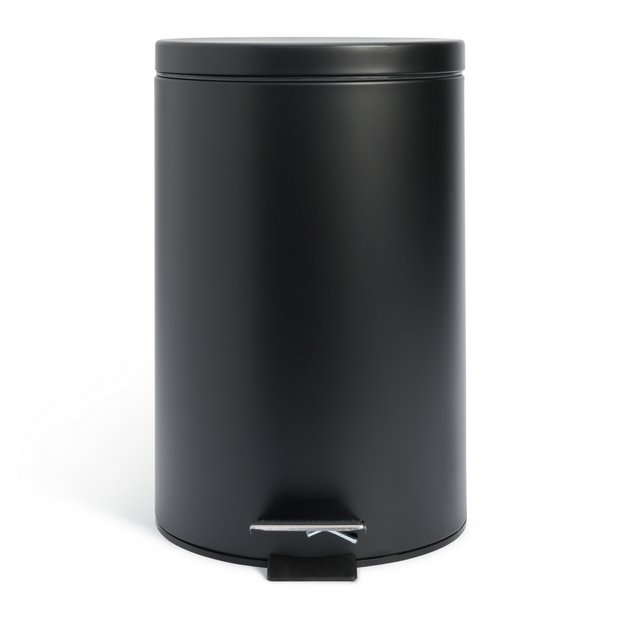 Habitat 12L flat top pedal bin in black (British brand)