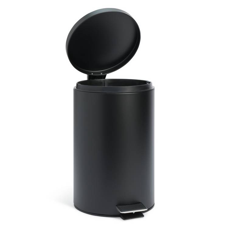 Habitat 12L flat top pedal bin in black (British brand)