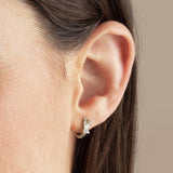 Revere sterling silver cubic zirconia huggie hoop earrings, UK version