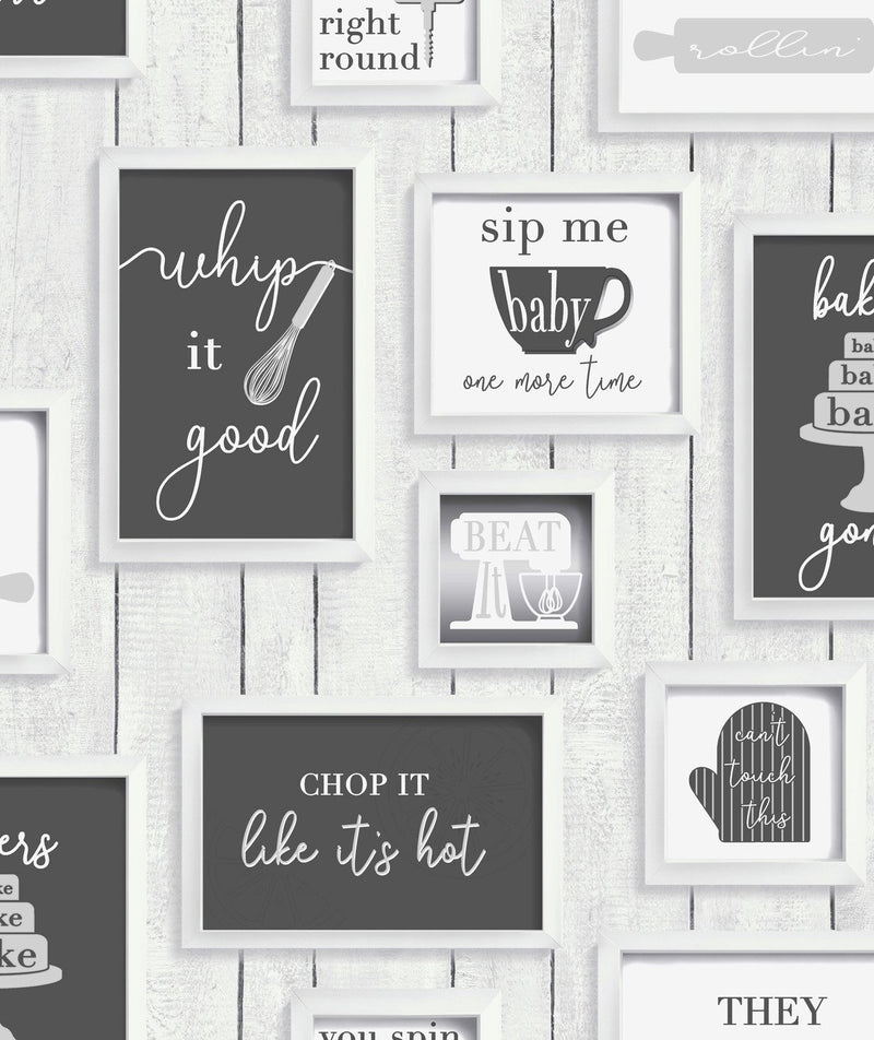 Contour Framed Kitchen Wallpaper black white 52cm x 10m - British product