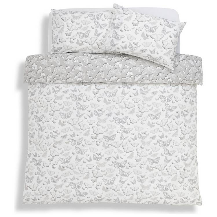 Argos Home Shadow Butterflies grey bedding set single (British brand)