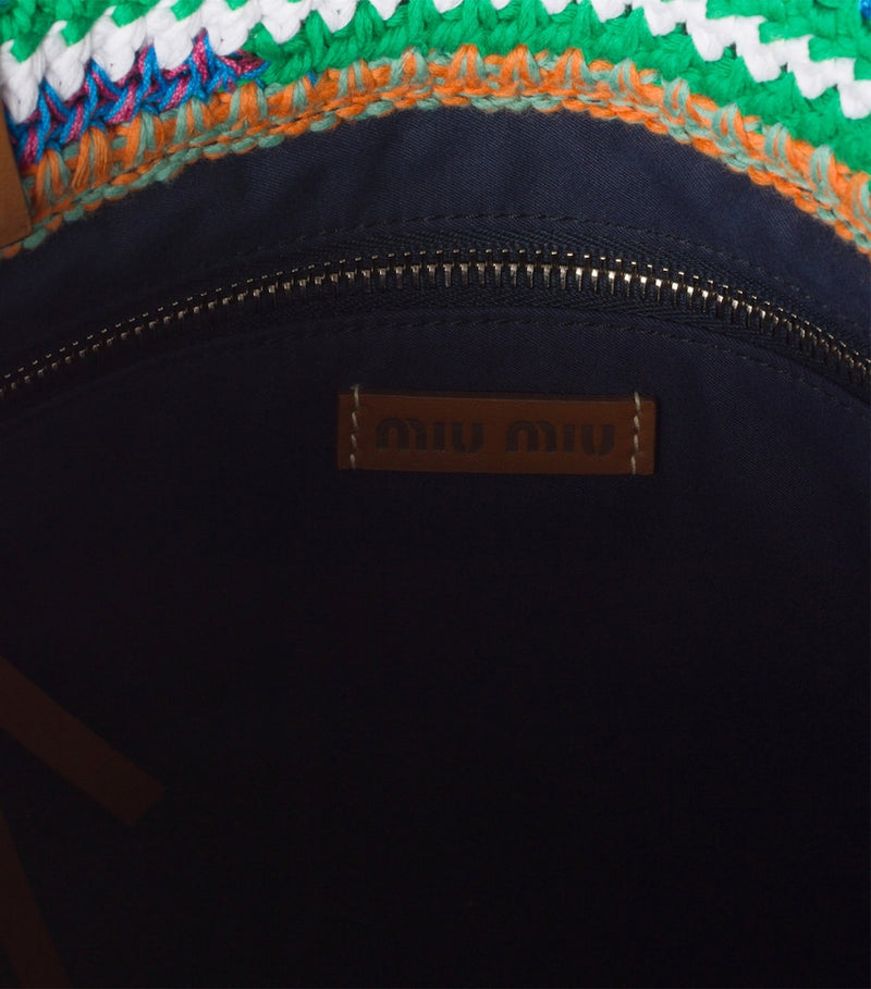 Miu Miu crochet tote bag multicolour cotton leather handles, UK version