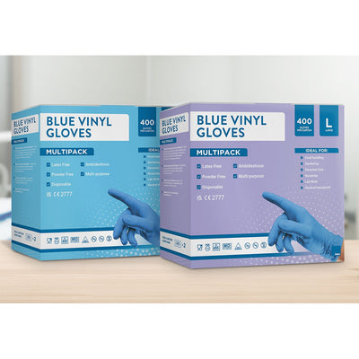 Costco UK Jena Blue Vinyl Gloves 400 Pack 2 Options Cleaning Gloves- Buy online at McGrocer