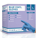 Jena Blue Vinyl Gloves Large 400 Pack - British product