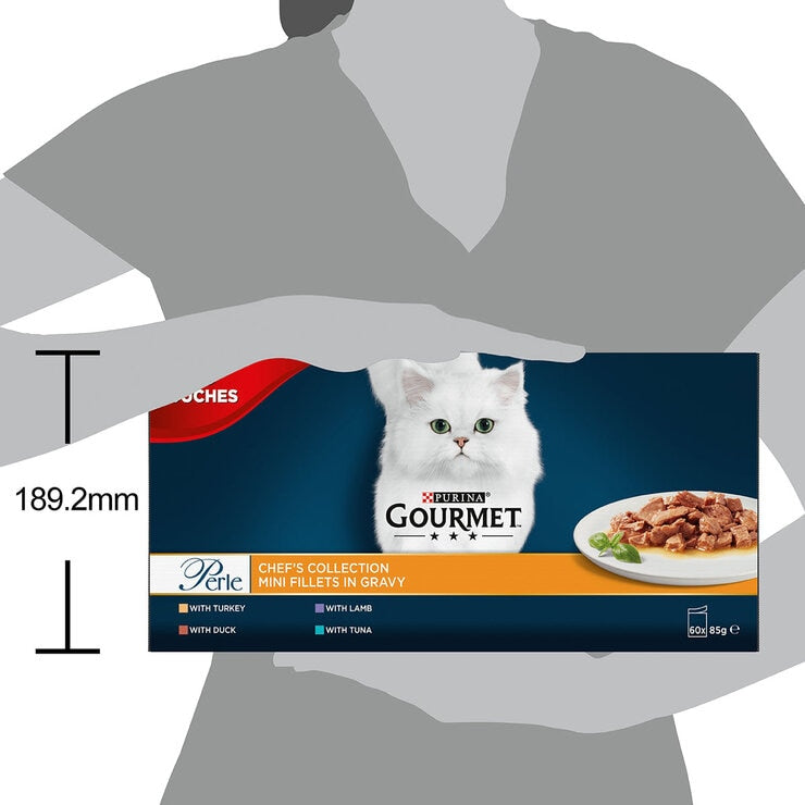 Gourmet Perle Chef's Fish & Meat cat food 60x85g, UK version