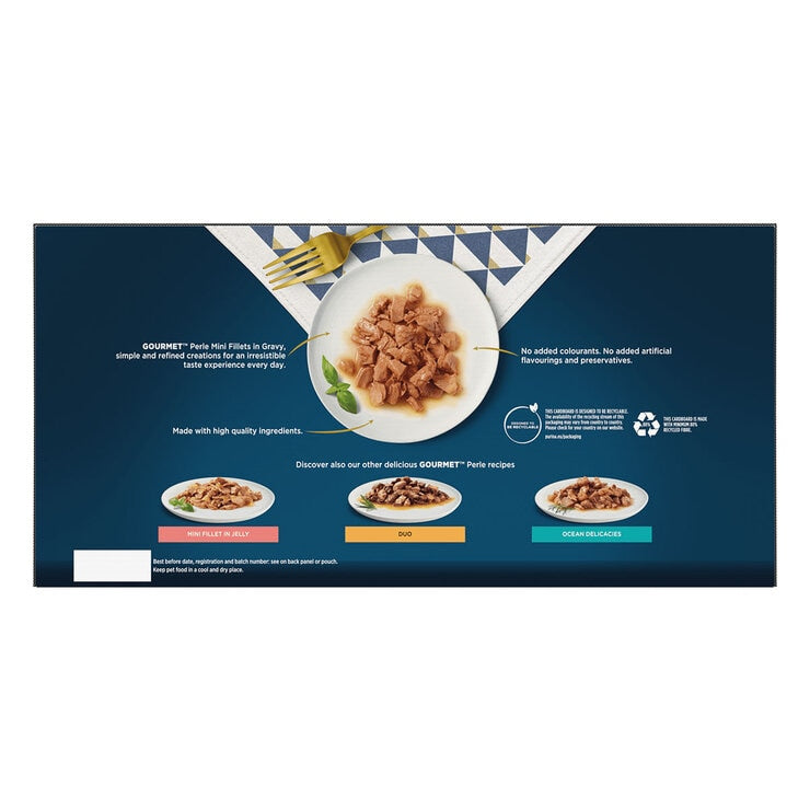 Gourmet Perle Chef's Fish & Meat cat food 60x85g, UK version