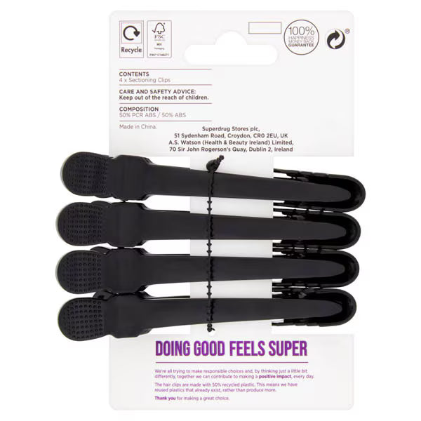 Superdrug black sectioning clips (British brand)