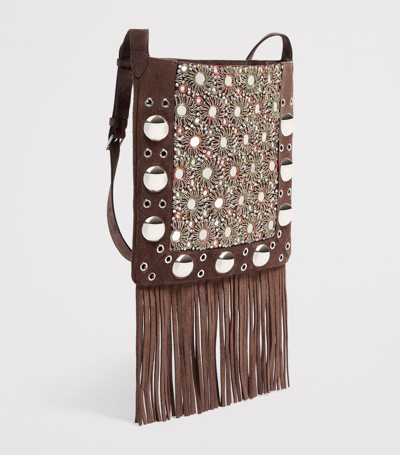 Valentino Garavani embellished suede Nellcôte shoulder bag, imported from the UK