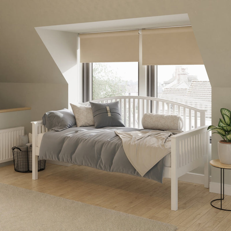 GFW Madrid single day wooden bed frame in white - British product