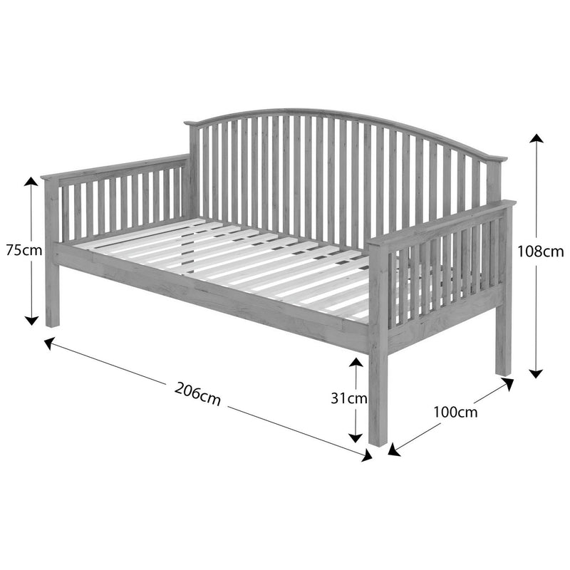 GFW Madrid single day wooden bed frame in white - British product