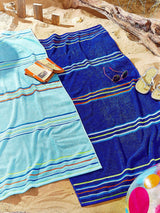 Next Catherine Lansfield Set of 2 Blue Rainbow Jacquard Beach Towels- Buy online at McGrocer