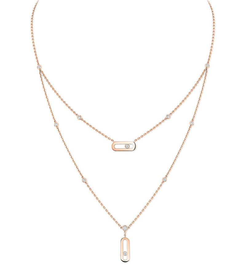 Messika Move Uno pink gold diamond necklace 0.30ct, imported from the UK