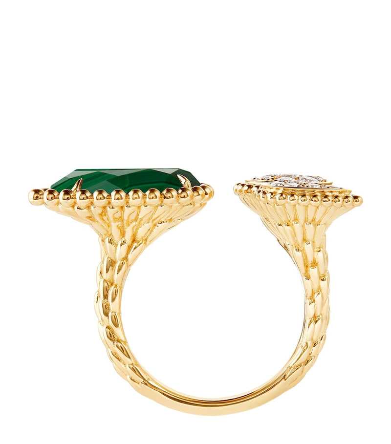 Boucheron yellow gold malachite diamond Serpent Bohème ring - British product