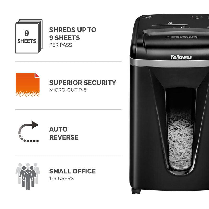 Fellowes Powershred 450M micro cut shredder, imported from the UK