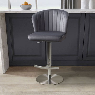 Costco UK Shankar Sigma Grey Brushed Velvet Gas Lift Bar Stool- Buy online at McGrocer