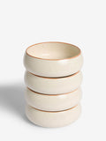 Set of 4 Stoneware Pasta Bowls with Speckle Glaze and Terracotta Rim