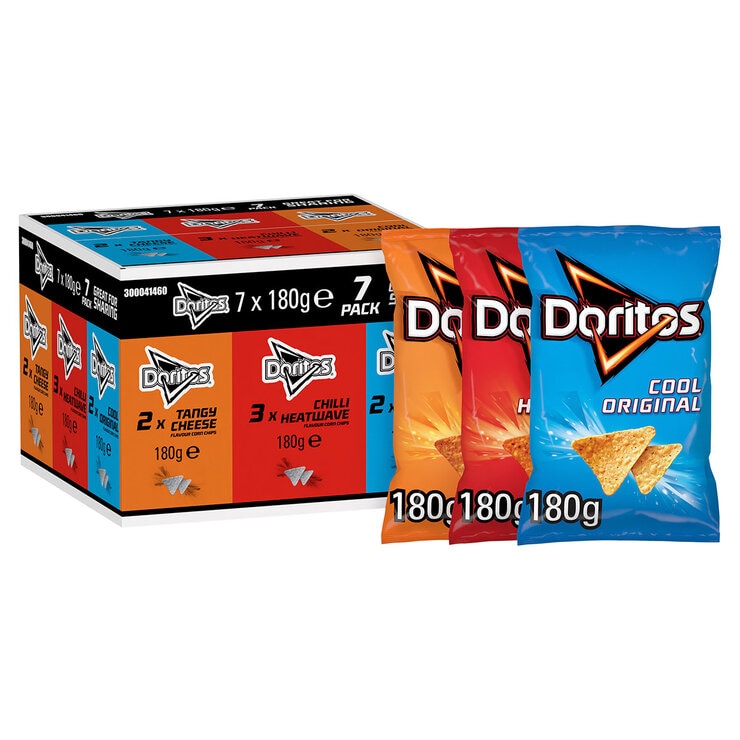 Walkers Doritos Variety Tortilla Chips 7 x 180g (British brand)