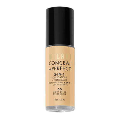 Superdrug Milani Conceal + Perfect 2 in 1 Foundation 03 Light Beige 30ml- Buy online at McGrocer