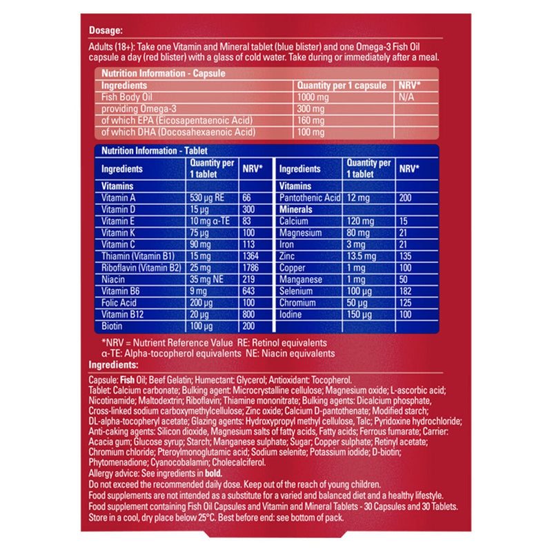 Seven Seas Omega 3 Multivitamins for Men 2 x 60 count (British brand)