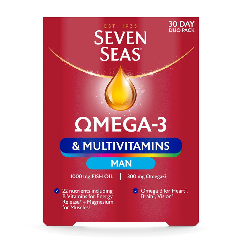 Seven Seas Omega 3 Multivitamins for Men 2 x 60 count (British brand)