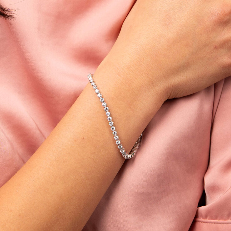 DiamonFire sterling silver cubic zirconia tennis bracelet (British brand)