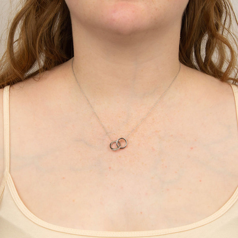 DiamonFire cubic zirconia interlocking rings necklace, imported from the UK