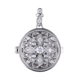 Diamonfire sterling silver round medallion filigree locket with 40-45cm chain - British product